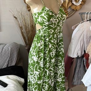 Zara Green & White Maxi Dress